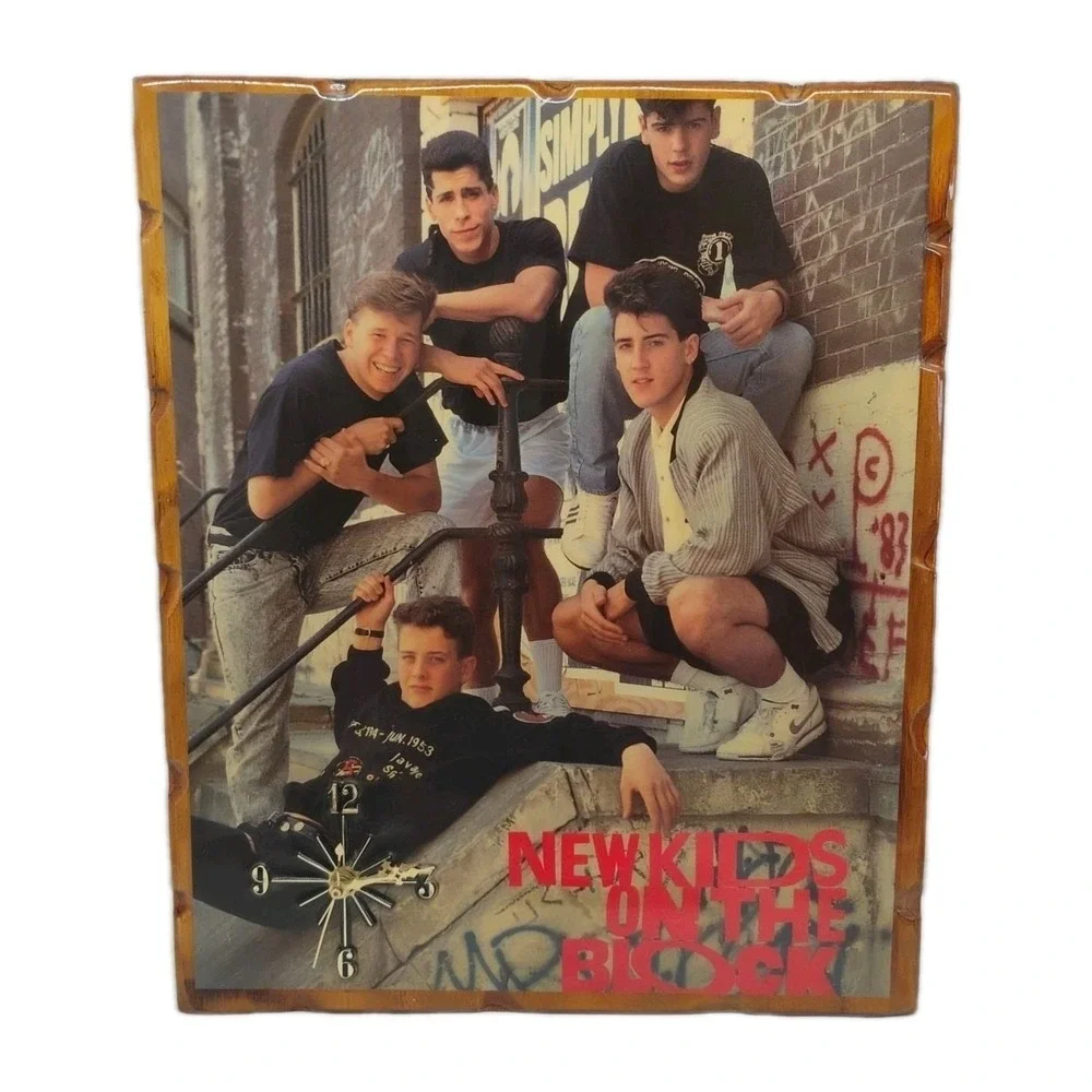 Vintage 1998 NKOTB‎ New Kids On The Block Wooden Clock Large